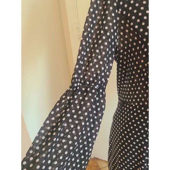 Michael Kors midi dress v-neck 3/4 sleeve polka dot size M brown S ..M - Picture 9 of 12